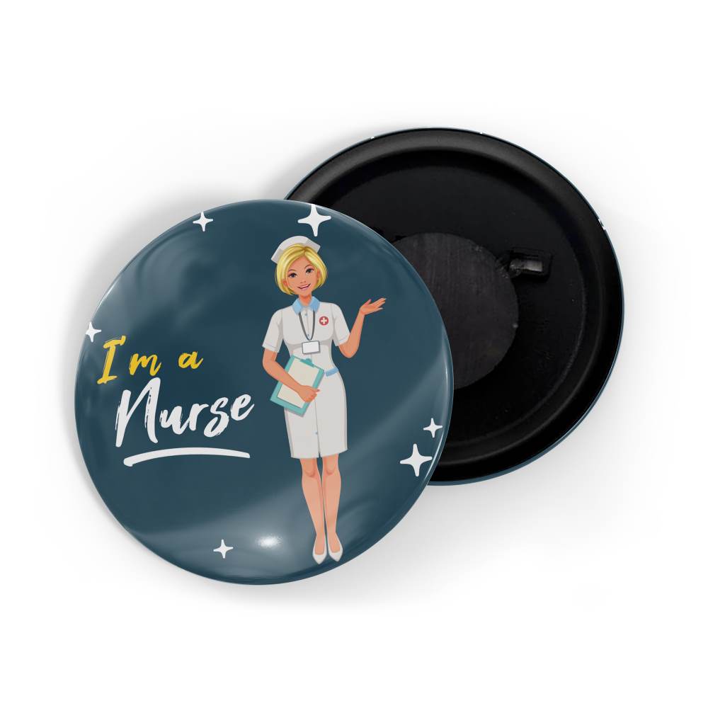 dhcrafts Fridge Magnet Blue Profession nurse I'm A Nurse D3 Glossy Finish Design Pack of 1